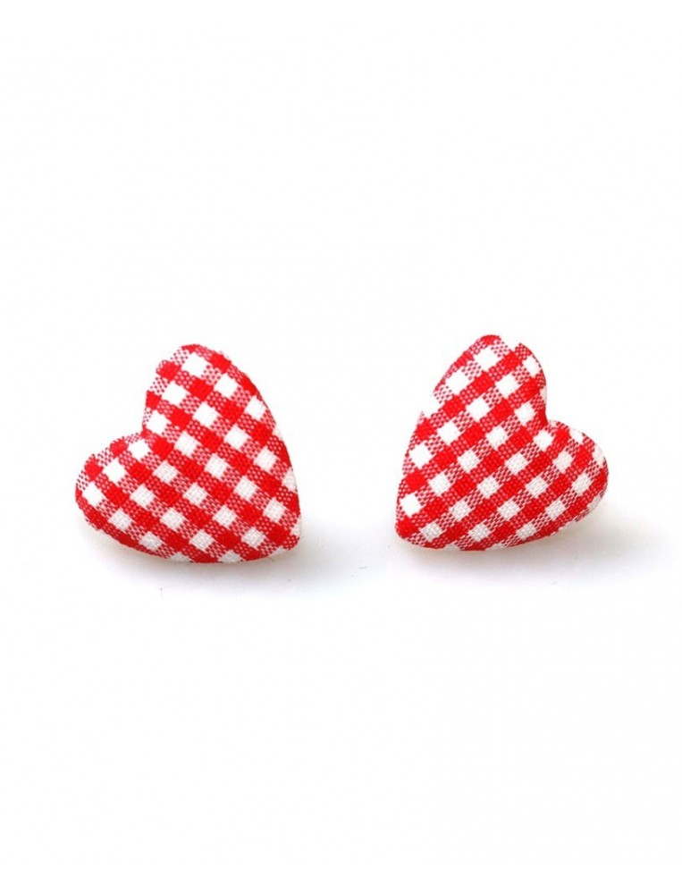 Collectif Small Ginham Heart Studs Earrings