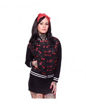 Jacket with cherry design by Liquorbrand model