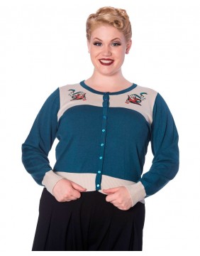 Cardigan with birds label Banned front