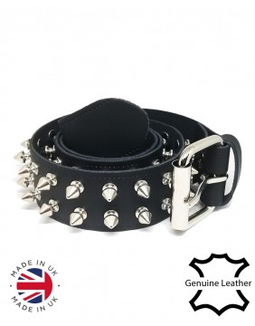 2 Row spikes leather belt side 2