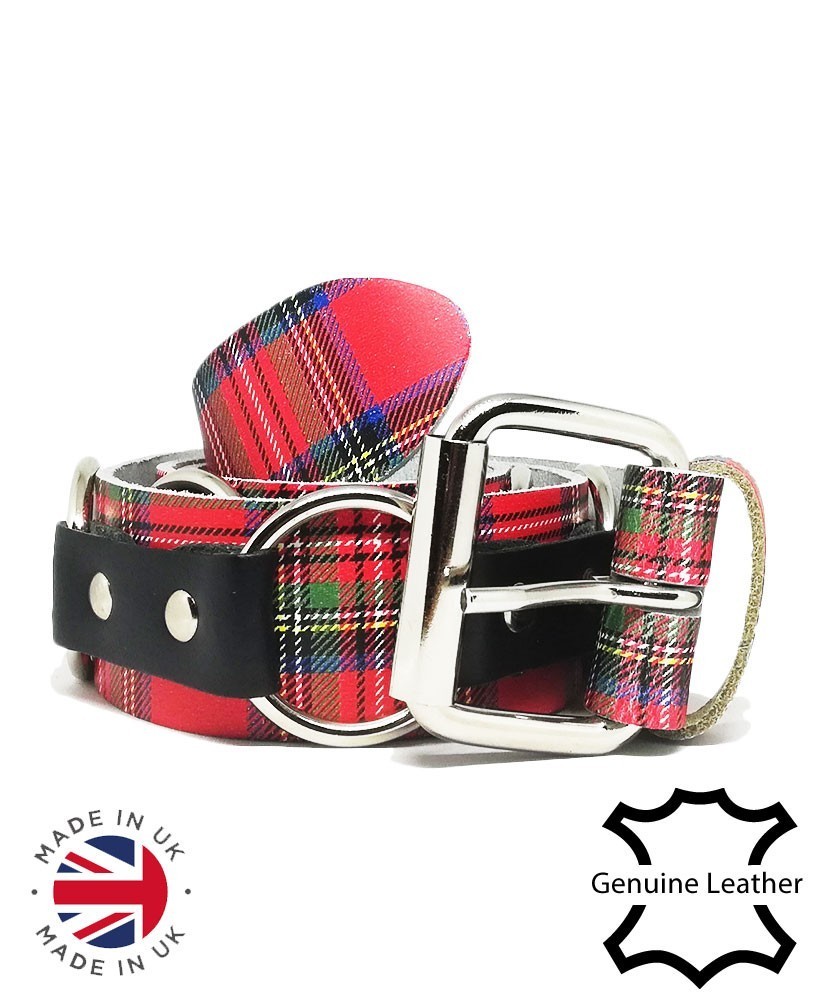 Small ring tartan leather belt main