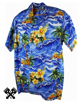 Karmakula Camisa Hawaiana Panama Azul