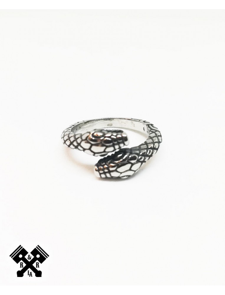 Double Snake Steel Ring, front