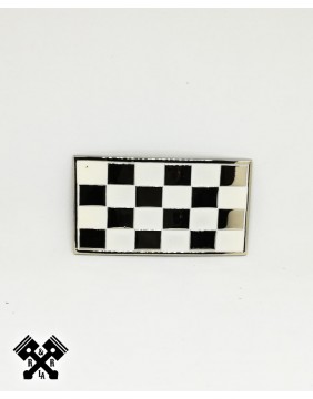 Checked Belt Buckle White, front