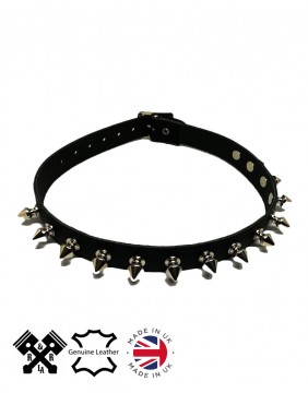 1 Row Spikes Leather Choker, front