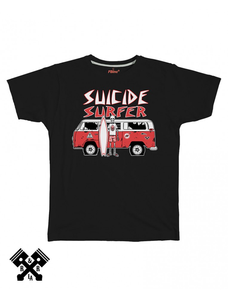Camiseta Suicide Surfer negra, marca FBI