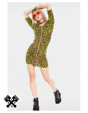 Vestido Ajustado Leopardo Neon marca jawbreaker, vista frontal