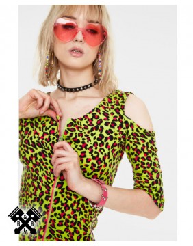 Jawbreaker Neon Leopard Fitted Dress, , detail