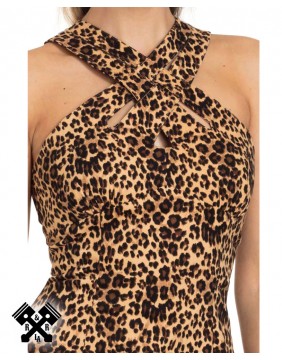 Vestido Lauren Leopardo marca Voodoo Vixen, detalle pecho