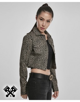 Urban Classics Ladies Short AOP Twill Jacket, model profile