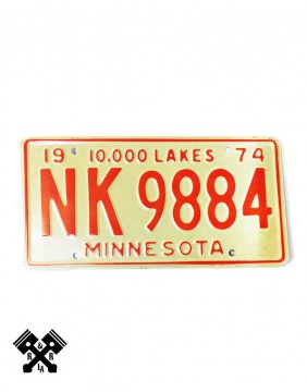 License Plate Minnesota NK9884 '74