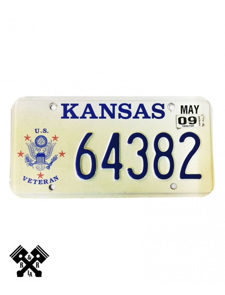 License Plate Kansas US Veteran 64382 Main