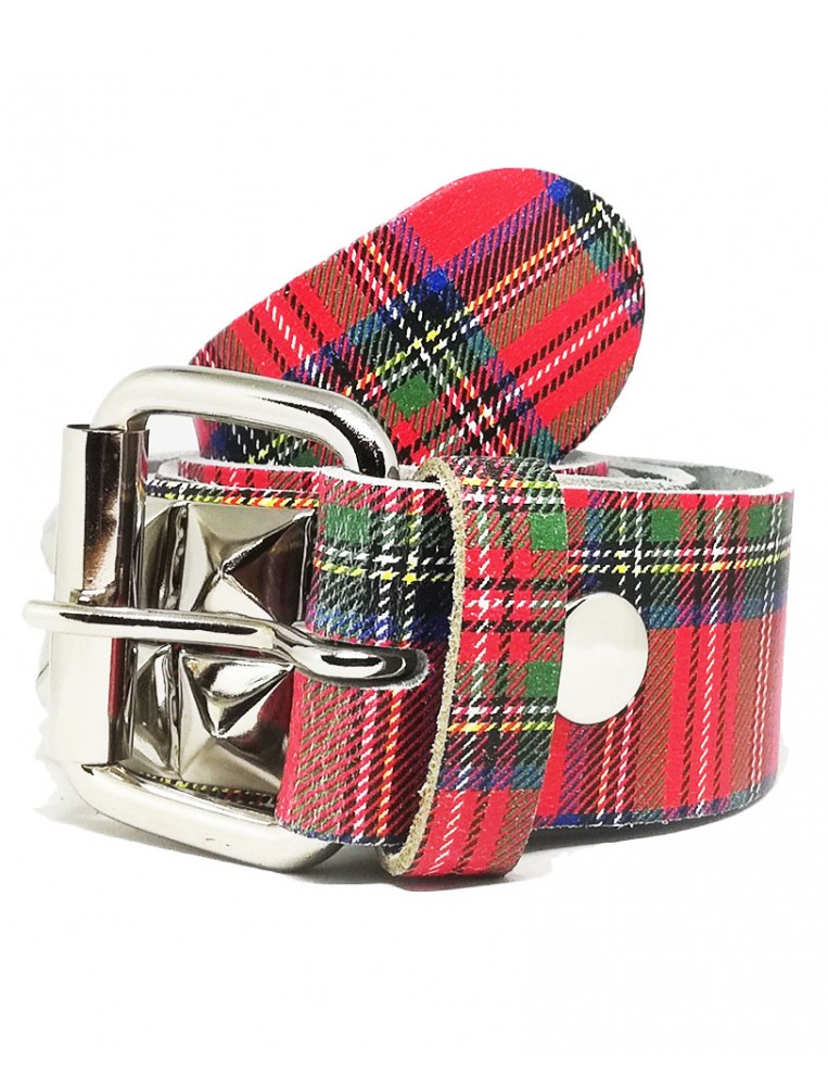 2 Row Pyramid Tartan Belt, front