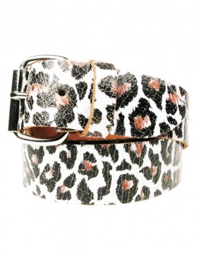Cinturon de piel con impresión de leopardo