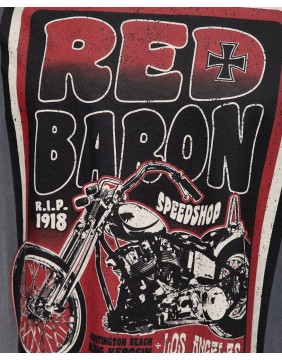 King Kerosin Red Baron Speedshop T-shirt, print detail