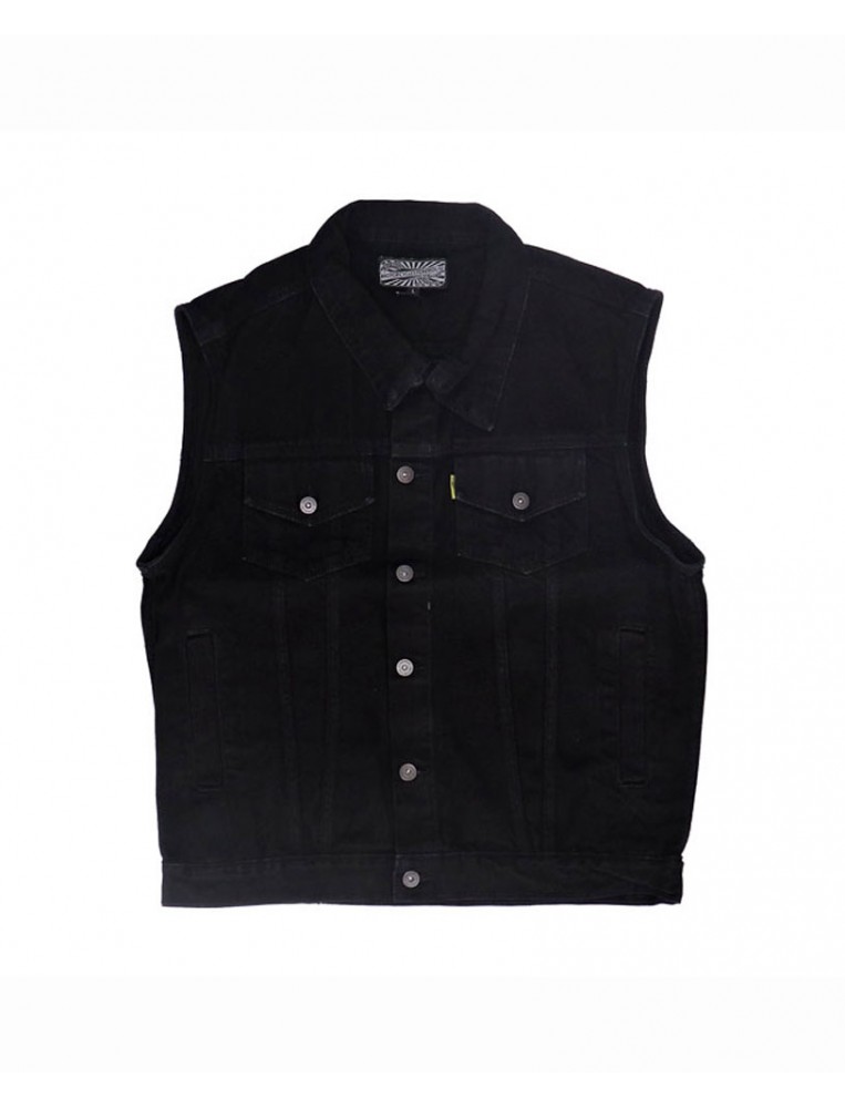 MCS Black Denim Vest, front