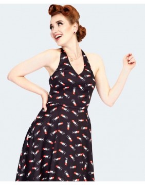Libby Lipstick Print Flared Dress, front