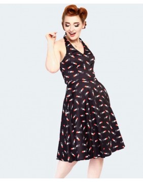 Libby Lipstick Print Flared Dress, wigglying