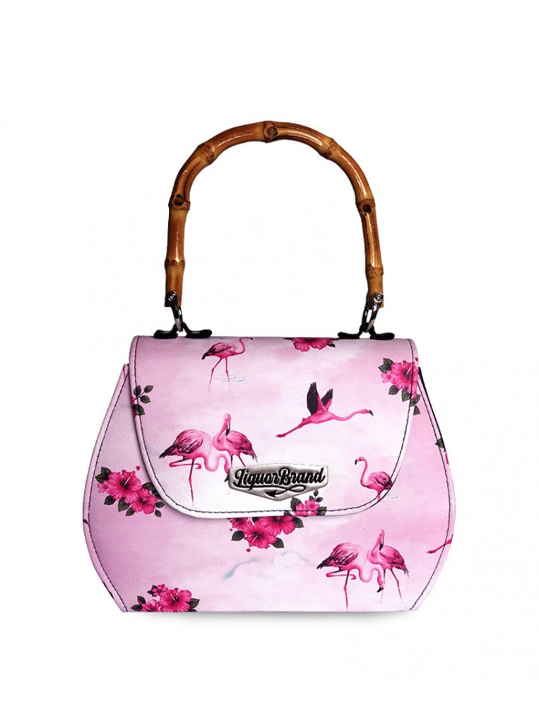 Bolso Flamingos rosa de la marca Liquorbrand , vista frontal